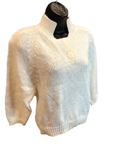 TOI Vintage Biały akrylowy sweter z rękawem 3/4 rozmiar M na sprzedaż  Wysyłka do Poland