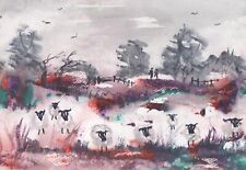 Sheep original watercolour for sale  MILTON KEYNES