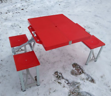 Juego de mesa y silla portátil vintage maleta plegable picnic camping rojo segunda mano  Embacar hacia Mexico