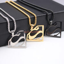 3 Color Stainless Steel Superman symbols Pendant Rolo Chain Necklace Men 18-32'' for sale  Shipping to South Africa