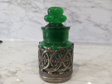 Antique Victorian Green Glass & Metal Ormolu Smelling Salts Chemist Bottle 1898 for sale  Shipping to South Africa