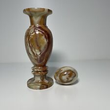 Unique Italian ‘Della Pietra’ Onyx Marble Vase Decorative Ornament Heavy Egg Lid, used for sale  Shipping to South Africa