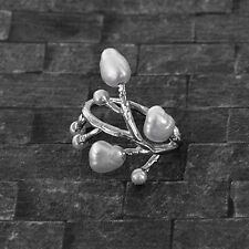 Natural Pearl Gemstone Handmade Cocktail Ring Jewelry Gift For Bestie All Size for sale  Shipping to South Africa