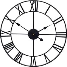 Large Wall Clock Metal Decorative European Retro Clock Roman Numeral 47CM Black for sale  Shipping to South Africa