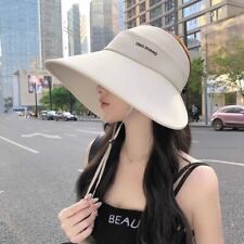 Chapéu viseira solar feminino algodão aba larga grande proteção UV verão praia boné de viagem comprar usado  Enviando para Brazil