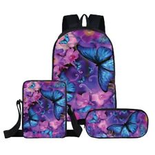 Lote de mochila púrpura mariposa niñas bolsa escolar niños bolso escolar segunda mano  Embacar hacia Mexico