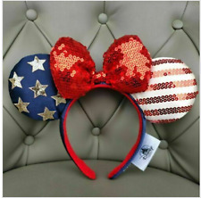 Faixa de cabeça Stars Minnie Ears arco lantejoulas parques da Disney bandeira americana Disneylândia - comprar usado  Enviando para Brazil