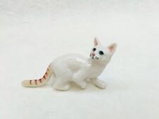 Miniature White Cat Animal Ceramic Figurine Statue Handmade Collectible Gift  for sale  Shipping to South Africa