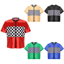 Kids Boys Girls Race Costume Racer Racer Toddler Costume Checkerboard Print Top for sale  Shipping to South Africa