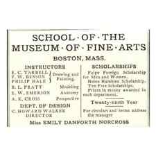 Escuela del Museo de Bellas Artes de Boston MA Emily Norcross 2x2.5 1904 anuncio TJ8-8 segunda mano  Embacar hacia Argentina