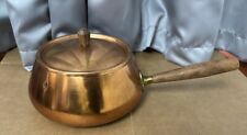 Vintage Brass Medium Pot With Lid And Wood Handle for sale  Shipping to South Africa