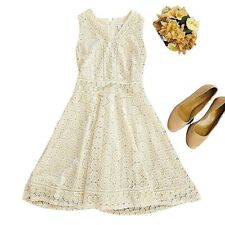 Vestido midi feminino Charter Club tamanho pequeno creme claro renda fit & flare festa, usado comprar usado  Enviando para Brazil