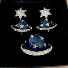 Used, RARE UNUSED Butler & Wilson Saturn Cosmos set brooch + earrings blue for sale  Shipping to South Africa