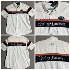 Camisa masculina de lona vintage Harley Davidson motocicletas com botões bordada GG, usado comprar usado  Enviando para Brazil
