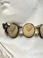 Antique Lava Stone Cameo Bracelet Stunning Relief Circa 7.25” POMPEII STYLE for sale  Shipping to South Africa