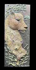 Arte de parede Ruane Manning safári resina mãe leão e filhote 10"x4" decoração de parede selva, usado comprar usado  Enviando para Brazil