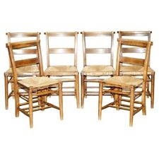LOVELY SUITE OF SIX CIRCA 1860 DUTCH LADDER BACK OAK RUSH SEAT DINING CHAIRS 6 for sale  Shipping to South Africa