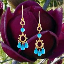 TEMPLE ST CLAIR 18K Persian Turquoise Cabochon Drop Earrings Signed NEW for sale  Ocean City