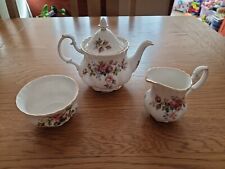 Royal Albert Moss Rose Small Tea Set (Teapot, Sugar Bowl, Milk Jug), used for sale  Shipping to South Africa