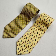 Lote de 2 gravatas amarelas 100% seda pura design papagaio borboleta 346 BROOKS BROTHERS, usado comprar usado  Enviando para Brazil