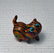 Used, Wooden Cat Figurine Multicolored Wood for sale  Shipping to South Africa