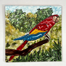 Decoração de arte colorida de cerâmica para papagaio de arara tropical, feita na Espanha, 6 x 6 comprar usado  Enviando para Brazil