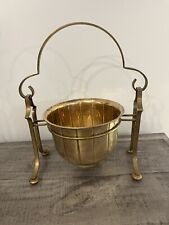 Used, Vintage Brass Planter Pot 7” Diameter w/Brass Planter Pot Footed Holder 12” Tall for sale  Shipping to South Africa
