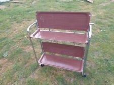 Vintage Mid-century Two Tier folding cocktail trolley 2 trays chrome casters for sale  Shipping to South Africa