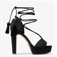 MICHAEL MICHAEL KORS Rosalie Suede Lace-Up Platform Sandal Black 7.5 for sale  Shipping to South Africa