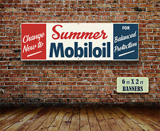 Mobiloil Banner Gas Service Station Mobil Oil Automotive Sign socony Pegasus 50s for sale  Shipping to Canada