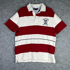 Tommy Hilfiger koszulka polo w stylu rugby męska czerwono-biała w paski krótki rękaw rozmiar M, używany na sprzedaż  PL