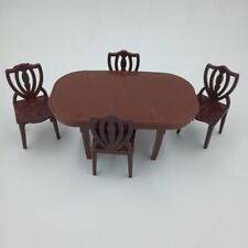 Móveis para casa de bonecas mesa de jantar de plástico 4 cadeiras miniaturas marrons 1:12, usado comprar usado  Enviando para Brazil