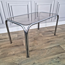 Retro Vintage Smoked Glass Tubular Chrome Coffee Side Table - Mid Century MCM, used for sale  Shipping to South Africa