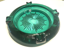 Cenicero redondo de vidrio grueso verde esmeralda de 6" vintage, usado segunda mano  Embacar hacia Argentina