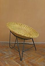 1 z 2 vintage Surowe Noordwolde Wiklinowy stożek Krzesła wypoczynkowe Kosz Spinka do włosów Scoop, używany na sprzedaż  PL