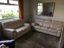Used, Cream leather sofa set 3 2 for sale  WALSALL