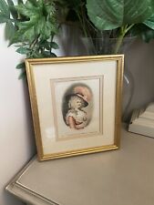 Antique Duchess Of Devonshire On Silk 1910 Small Gold Gilt Wood Framed Wall Art, used for sale  Shipping to South Africa