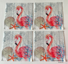 4 servilletas de almuerzo de papel Blue Ink Studios FLAMINGO - decoupage de 3 capas segunda mano  Embacar hacia Argentina