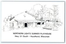 Hazelhurst Wisconsin WI Postcard Northern Lights Summer Playhouse Sketch c1960s for sale  Shipping to South Africa