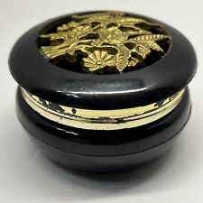 Caixa articulada decorativa preta multiuso plástica vintage com rosas douradas 2,5" D comprar usado  Enviando para Brazil