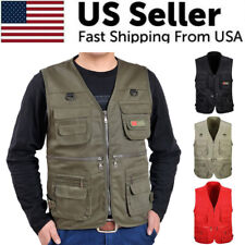 Mens Cargo Multi Pocket Utility Vest Fishing Hiking Camping Gilet Waistcoat Tops for sale  Shipping to South Africa