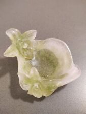 Daum-France Pate de Verre Coupelle Orchid Trinket Dish Pale Pink & Green Signed for sale  Shipping to South Africa