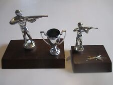 2 pequeños trofeos de tiro vintage soporte de madera de 3,5 y 6 pulgadas sin usar sin marcar segunda mano  Embacar hacia Argentina