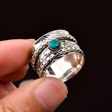Blue Turquoise Spinner Ring 925 Sterling Silver Handmade Jewelry Gift For Her for sale  Shipping to South Africa