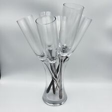 6 Champagne Glasses Prosecco Flutes Coloured Stems in Vase Display Piece for sale  Shipping to South Africa