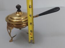 Used, Vtg Brass MINI Chafing Dish 3 pieces MCM Wood Black Handle Lid Pan Stand 5" for sale  Shipping to South Africa