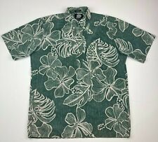 Reyn Spooner Monstera Hibiscus SMALL Hawaiian PULLOVER Aloha Shirt Leaves Green for sale  Shipping to South Africa