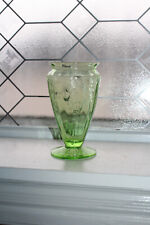 Green Depression Glass Footed Vase 6" Cameo Ballerina Vintage 1930s for sale  Shipping to South Africa