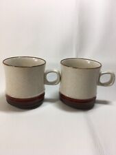 Pair DENBY ‘Potters Wheel’ (Rust) Beige Brown Mugs. MADE IN ENGLAND. FREE UK P&P for sale  DERBY