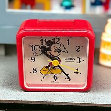 Reloj despertador vintage Lorus Disney Mickey Mouse cuarzo rojo Japón 3"" LXZ101 probado, usado segunda mano  Embacar hacia Argentina